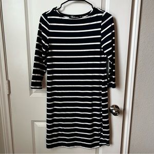 Navy and white striped dress